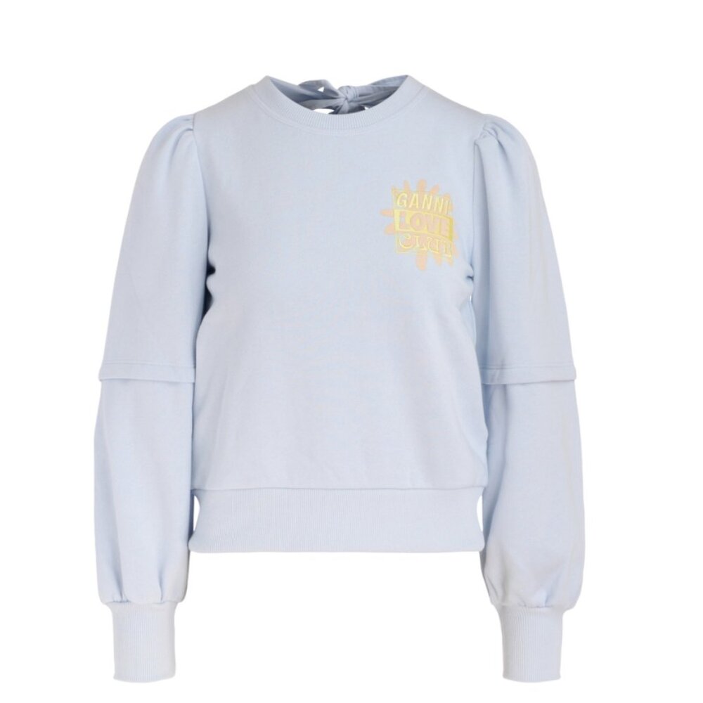 Ganni Isoli Puff-Sleeve Love Club Sweatshirt